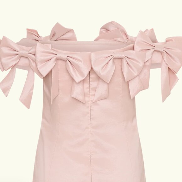 Rose Strapless Bow Mini Dress - Powder Pink - Picture 6 of 6